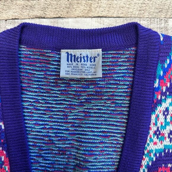 NWOT Vintage Meister 80s Retro Holiday Christmas Wool Acrylic Vest | Large - Picture 5 of 6